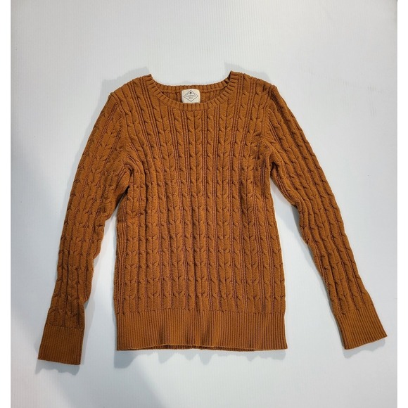 St John's Bay Cable Knit Sweater Copper Brown Long Sleeve Classic Fit L - Picture 2 of 6